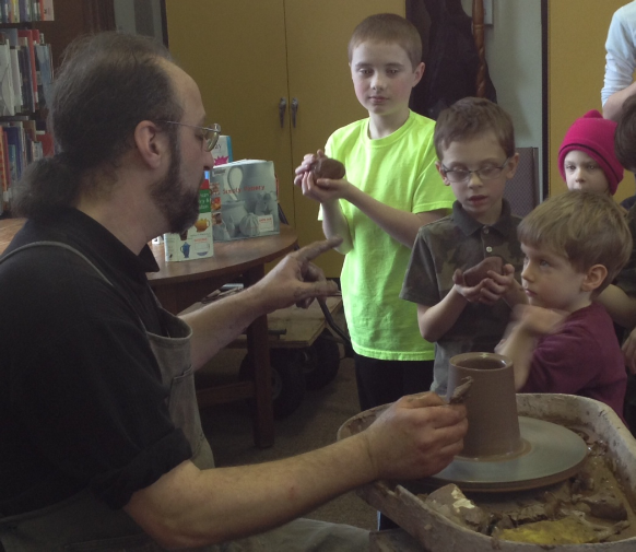 Rick Hamelin at the South Hadley Public Library Pottery Demonstration Workshop