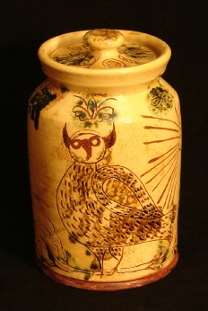 redware jar by Pied Potter Hamelin